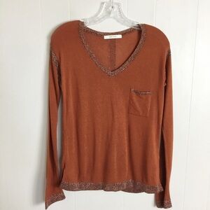 AMS Pure Size Small Pullover Sweater Shimmer Pocket Top